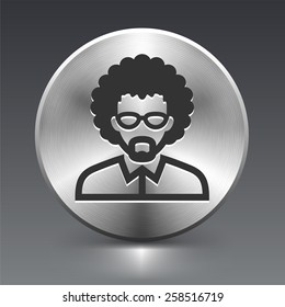 Old Man with Glasses on Silver Round Buttons