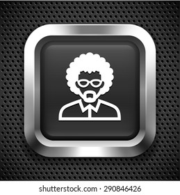 Old Man with Glasses on Silver Square Buttons