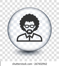 Old Man with Glasses on Transparent Round Buttons