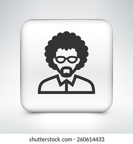Old Man with Glasses on White Square Buttons