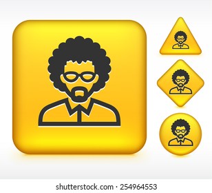 Old Man with Glasses on Yellow Square Buttons