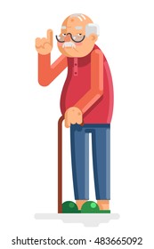 Old Man and Grandfather Adult Flat Design Vector Illustration