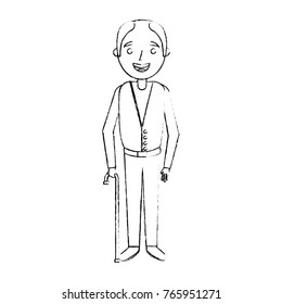 old man grandfather character standing