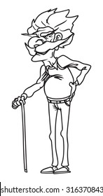 Old man - grandfather vector illustration