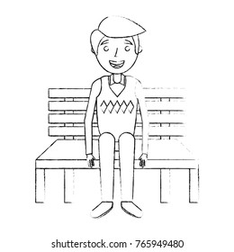old man grandpa sitting in bench waiting