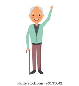 old man grandpather character standing