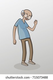 Old man with gray hair. Vector illustration. Grandfather.