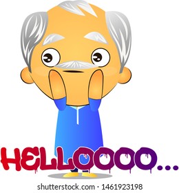 Old man greetings , illustration, vector on white background.