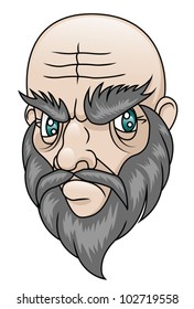 An old man with a grumpy expression. EPS8 Vector.