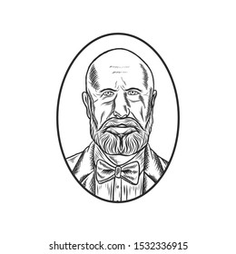 Old Man Hand Drawing Engraved