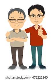 old man happy and son