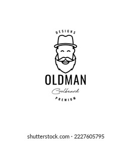 old man with hat farmer hipster logo design