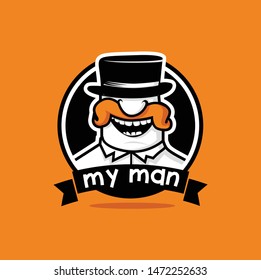 old man with hat logo character designs