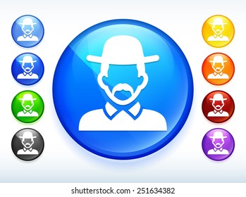 Old Man with Hat on  Color Round Buttons