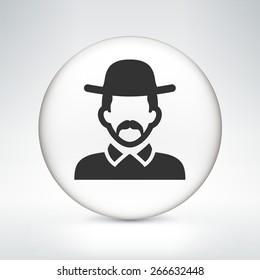 Old Man with Hat on White Round Buttons