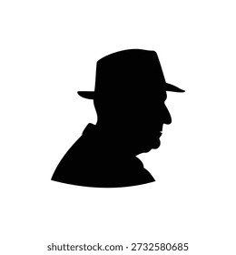 Old man hat silhouette vector flat illustration design.
