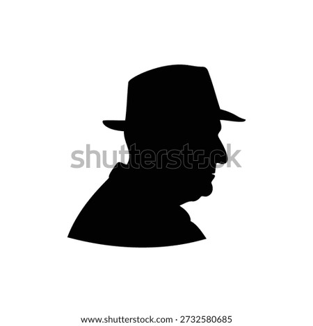 Old man hat silhouette vector flat illustration design.