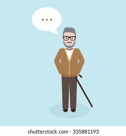 Old man having a conversation