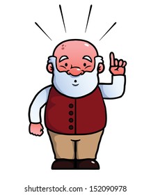 Old man having an idea and sticking his finger up