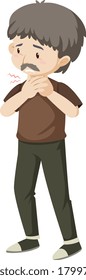 Old man having sore throat illustration