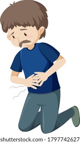 Old man having stomach ache illustration