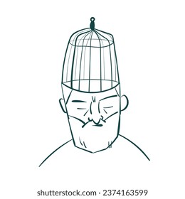 boceto vectorial de la cabeza del hombre viejo boceto simple doodle línea dibujada a mano ilustración aislada de símbolo de signo abstracto clip art