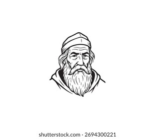 Old Man Head Mascot Logo Illustration