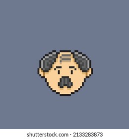 old man head in pixel style