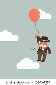 old man holding balloon