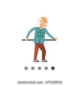 Old man holding handrail