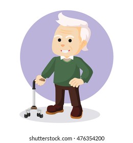 old man holding walking stick