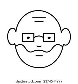 Viejo. Icono de un anciano con barba y gafas. Ilustración del vector