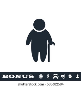 Old man icon flat. Black pictogram on white background. Vector illustration symbol and bonus button