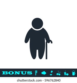 Old man icon flat. Black pictogram on white background. Vector illustration symbol and bonus button