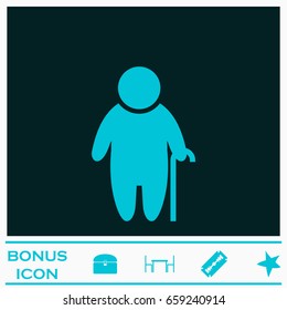 Old man icon flat. Blue pictogram on dark background. Vector illustration symbol and bonus icons