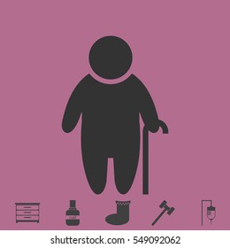 Old man icon flat. Simple vector grey pictogram and bonus symbol