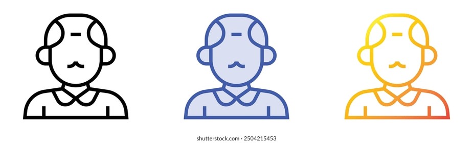 old man icon. Linear, Blue Fill and Gradient Style Design Isolated On White Background