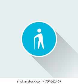 old man icon with long shadow