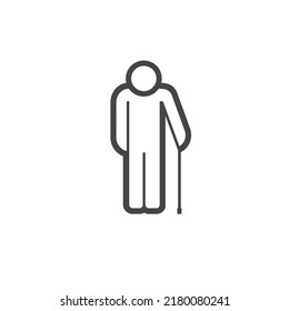 Old man icon. Pensioner infographics pictogram. Flat vector illustration isolated on white background.