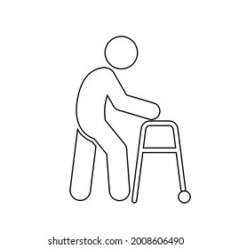 Old man icon People in motion active lifestyle sign