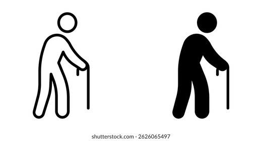 old man Icon set. Symbol isolated white background. vector illustration. color editable.