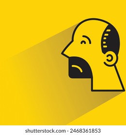 old man icon with shadow on yellow background