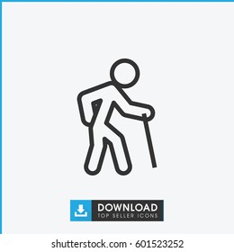 old man icon. simple outline old man vector icon. on white background.