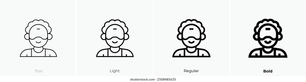 old man icon. Thin, Light Regular And Bold style design isolated on white background