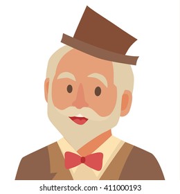 Old man icon vector illustration. Face of elder people cartoon style. Pensioner people head flat icons. Isolated avatar on white background