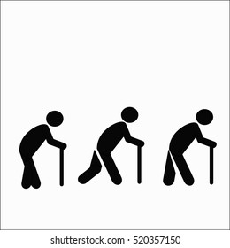 old man icon vector set isolate on white background