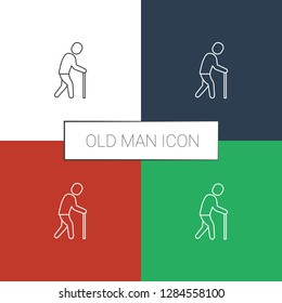 old man icon white background. Editable line old man icon from family. Trendy old man icon for web and mobile.