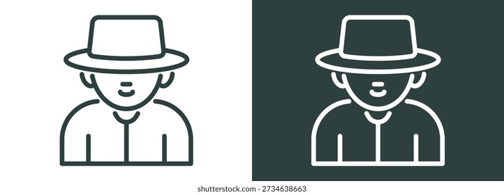 Old Man Icon White and Black Style Of