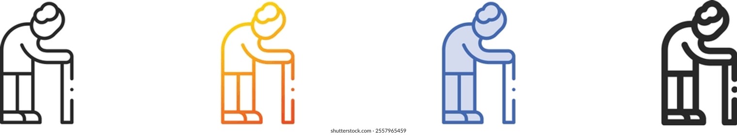 old man icon.Thin Linear, Gradient, Blue Stroke and bold Style Design Isolated On White Background