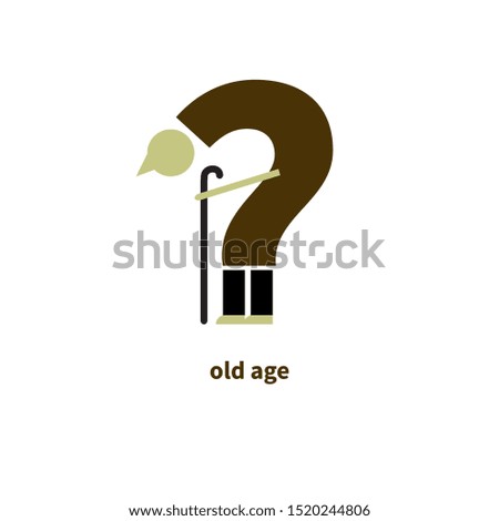 Old man idea, oldster metaphor, concept, flat cartoon walking character, aging, lifetime. Vector concept